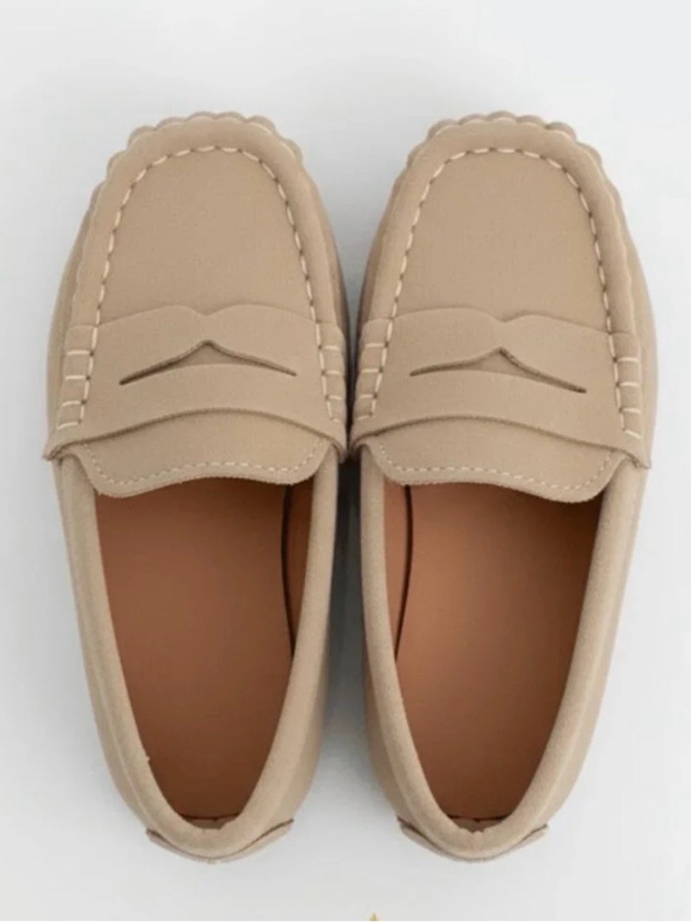 Handsome Boys Vintage Style Classic Loafers Cute Children's Shoes Tan 10 - Picture 3 of 3